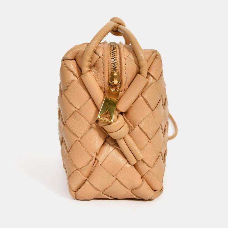 Pre Owned Bottega Veneta Beige Intrecciato Leather Mini Loop Camera Bag