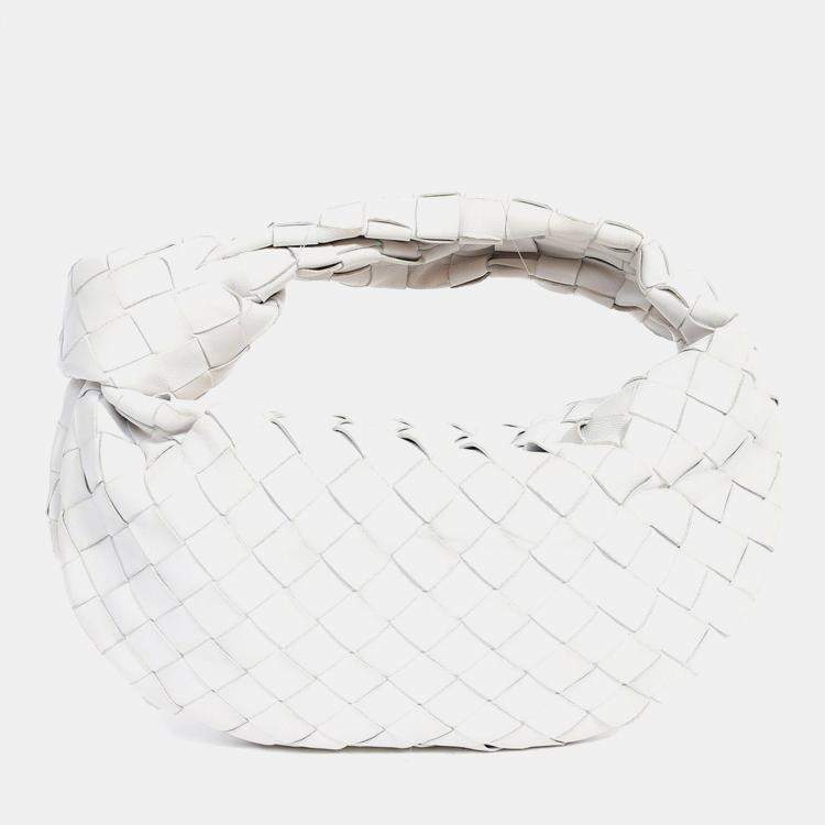 Pre Owned Bottega Veneta White Intrecciato Mini Jodie Bag