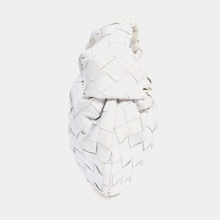 Pre Owned Bottega Veneta White Intrecciato Mini Jodie Bag