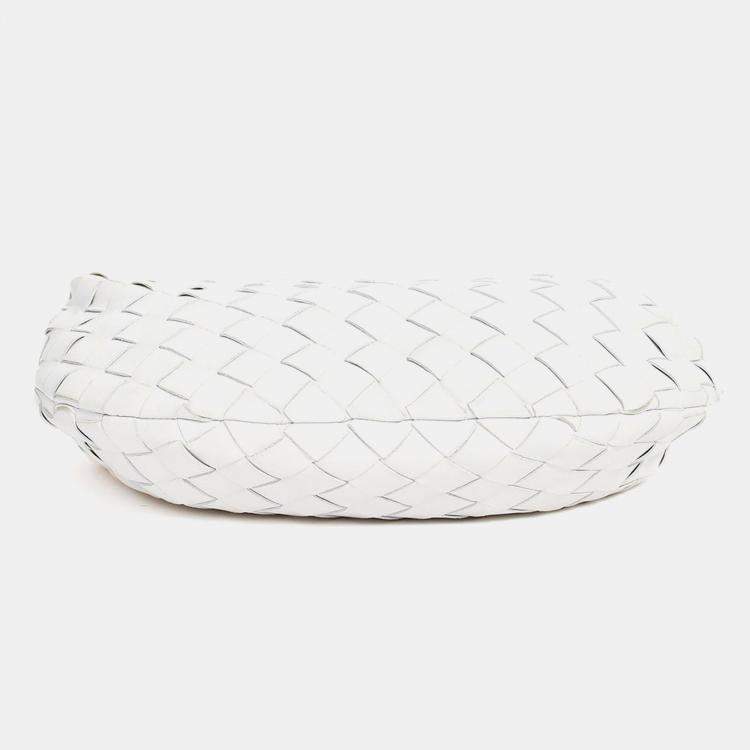 Pre Owned Bottega Veneta White Intrecciato Mini Jodie Bag