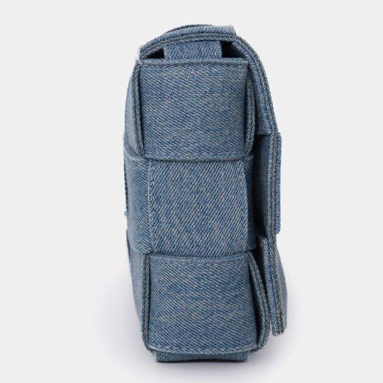 Pre Owned Bottega Veneta Blue Denim Intrecciato Cassette Crossbody Bag