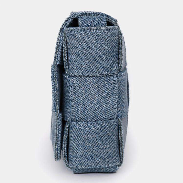 Pre Owned Bottega Veneta Blue Denim Intrecciato Cassette Crossbody Bag