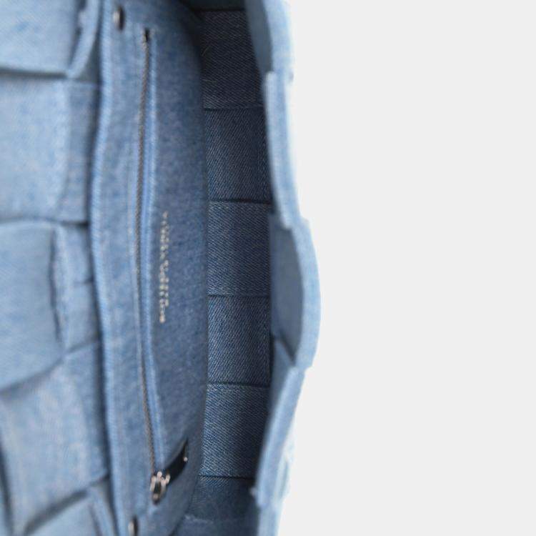 Pre Owned Bottega Veneta Blue Denim Intrecciato Cassette Crossbody Bag