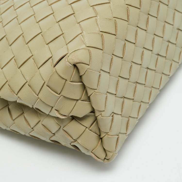 Pre Owned Bottega Veneta Andiamo Small Olive Green Intrecciato Leather Tote
