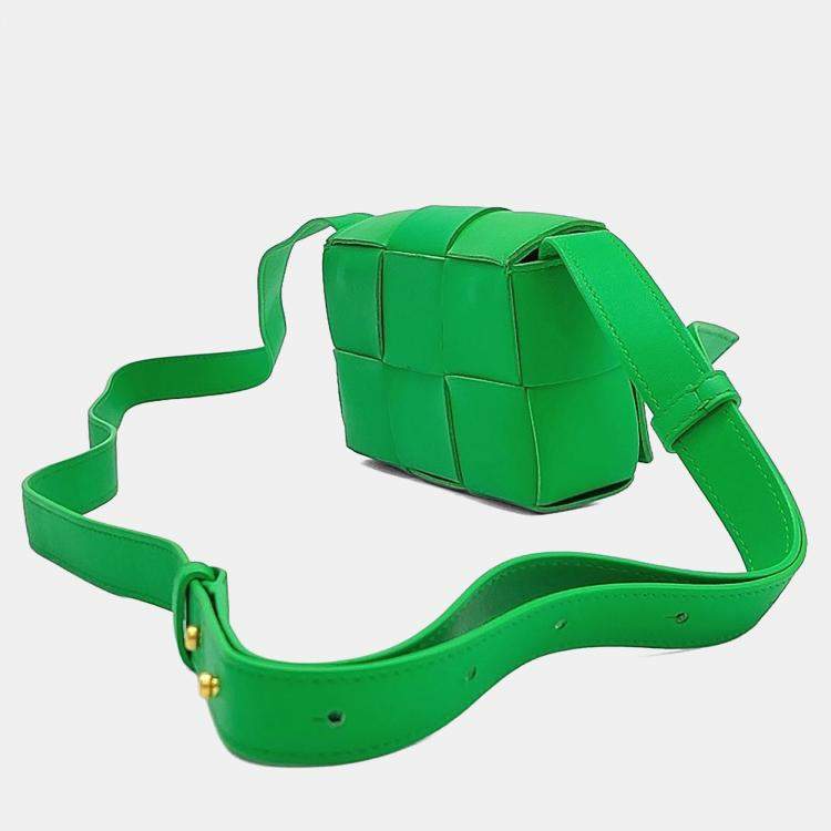 Pre Owned Bottega Veneta Green Leather Bottega Veneta Candy Cassette Bag