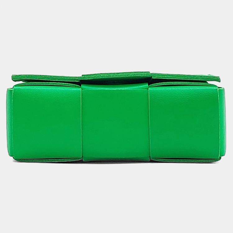 Pre Owned Bottega Veneta Green Leather Bottega Veneta Candy Cassette Bag