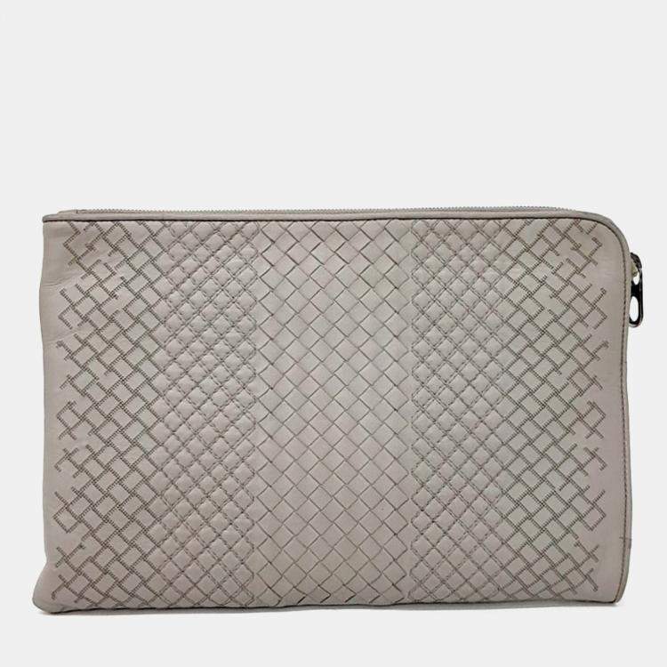 Pre Owned Bottega Veneta Grey Leather clutch