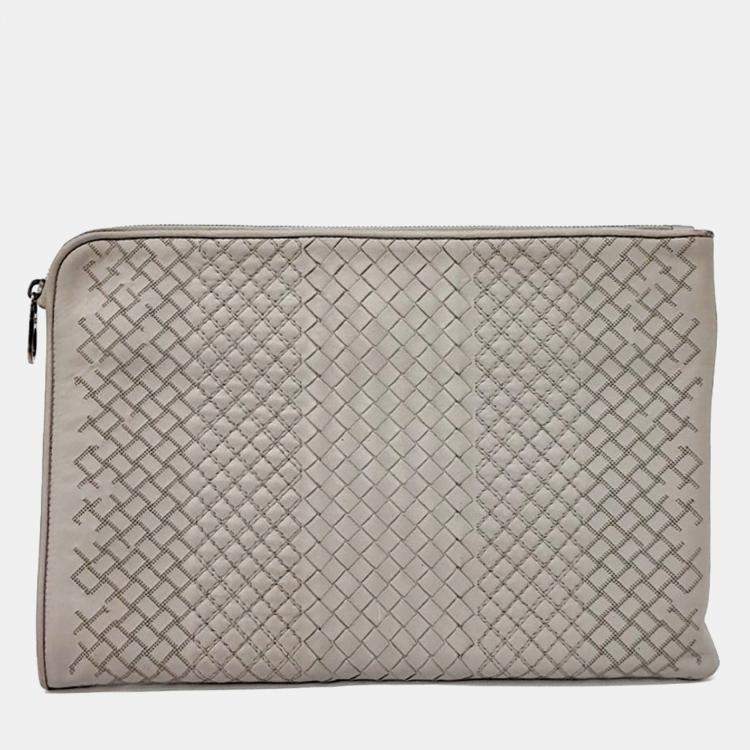 Pre Owned Bottega Veneta Grey Leather clutch