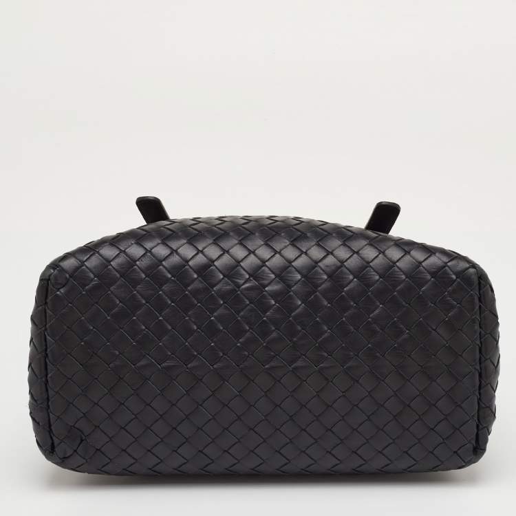 Pre Owned Bottega Veneta Roma Mini Black Intrecciato Leather Tote