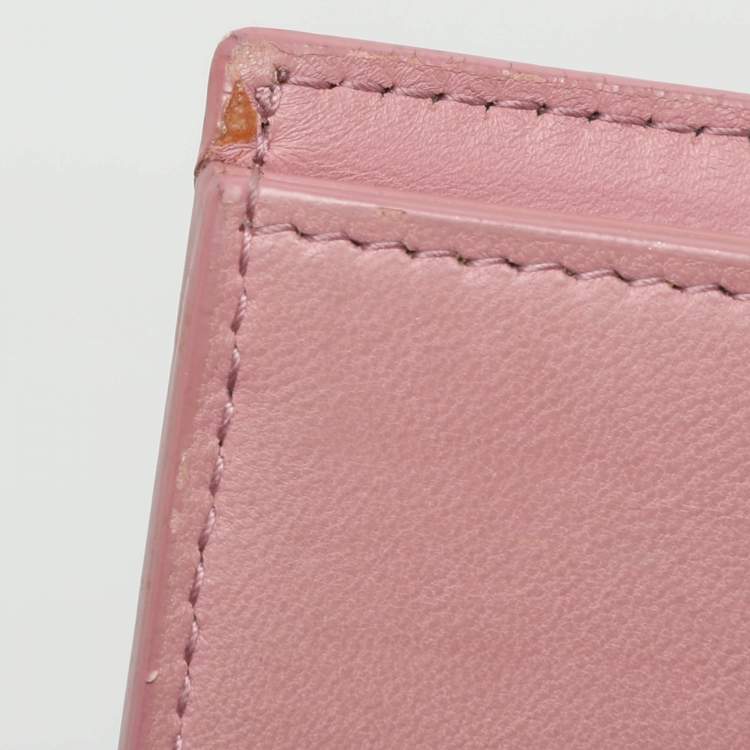 Pre Owned Bottega Veneta Pink Intrecciato Leather Long Wallet
