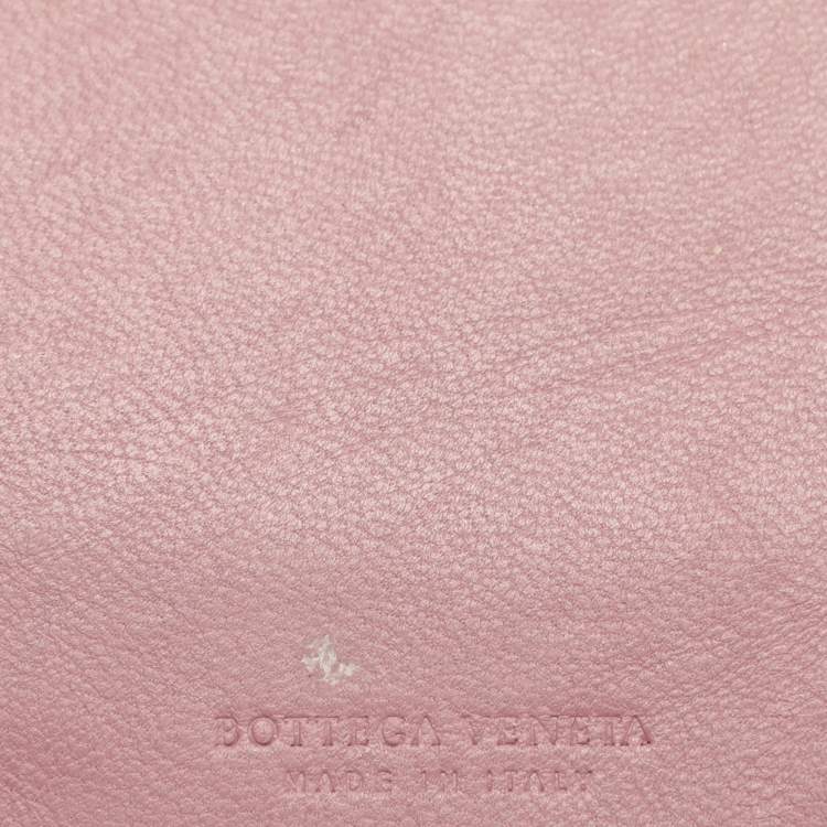 Pre Owned Bottega Veneta Pink Intrecciato Leather Long Wallet