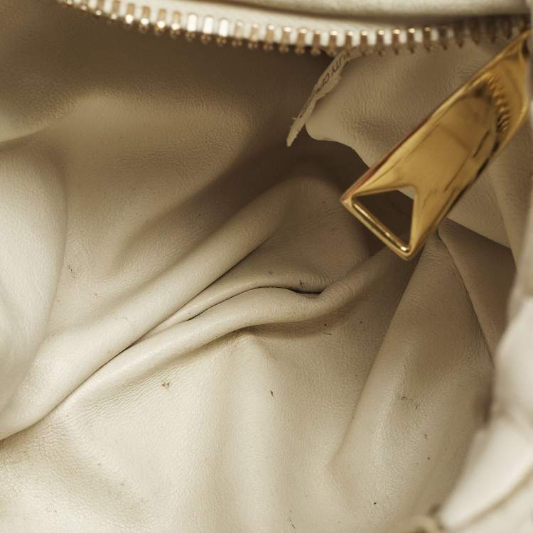 Pre Owned Bottega Veneta Jodie Mini Intrecciato White Leather Hobo