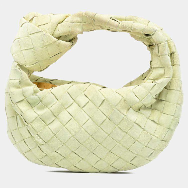 Pre Owned Bottega Veneta Yellow Mini Suede Intrecciato Jodie