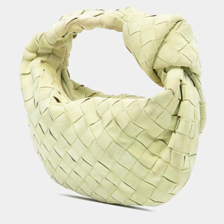 Pre Owned Bottega Veneta Yellow Mini Suede Intrecciato Jodie
