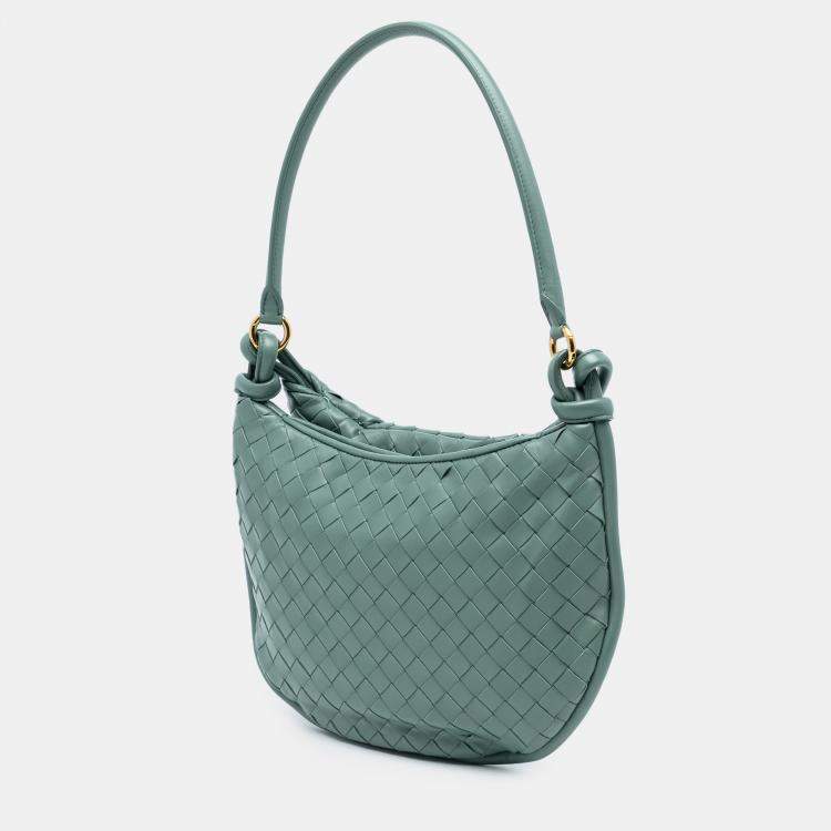 Pre Owned Bottega Veneta Green Medium Nappa Intrecciato Gemelli Hobo