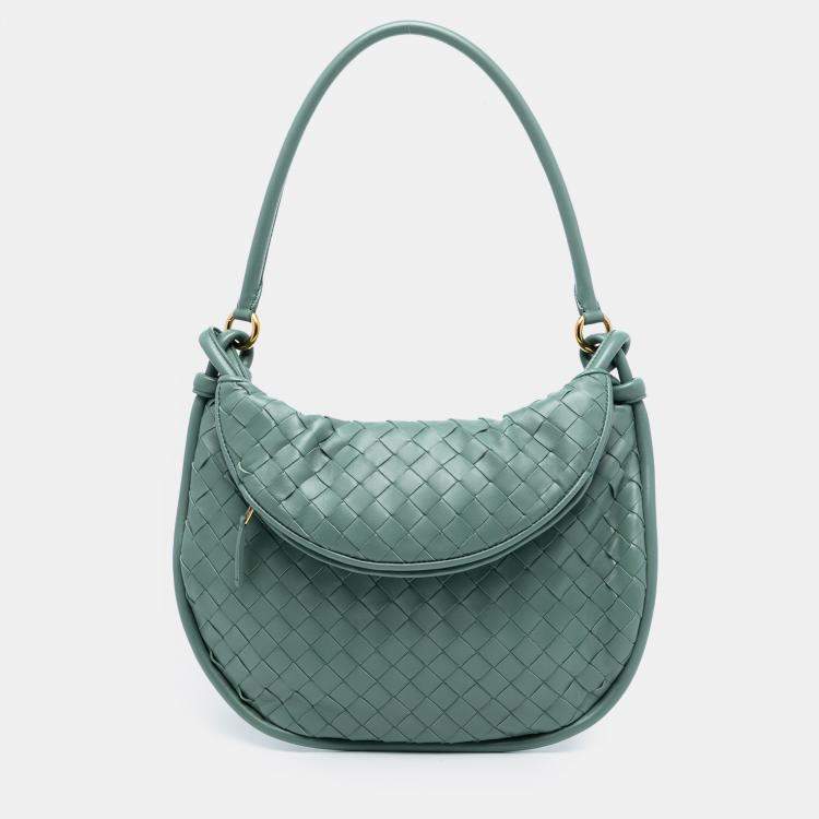 Pre Owned Bottega Veneta Green Medium Nappa Intrecciato Gemelli Hobo