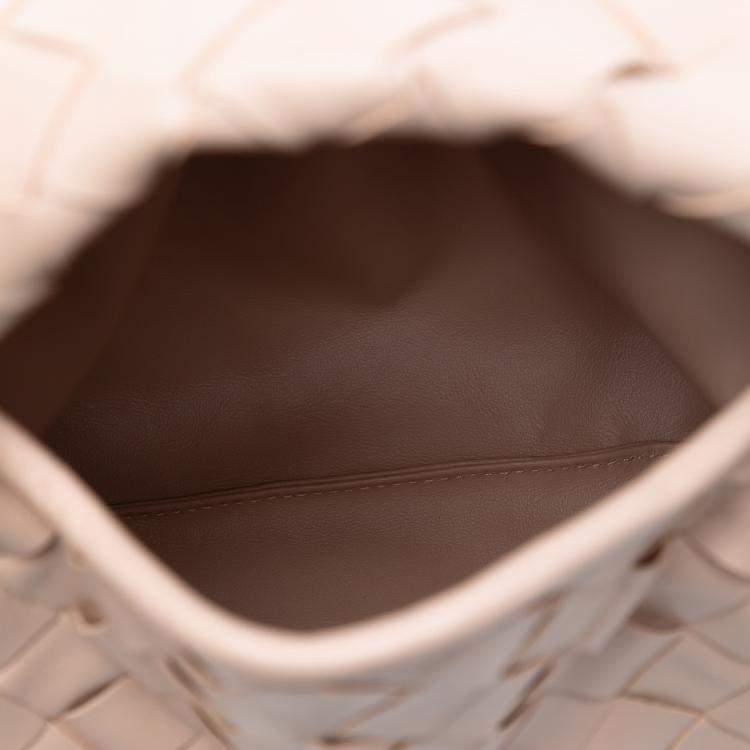 Pre Owned Bottega Veneta Pink Mini Calfskin Intrecciato Hop Satchel