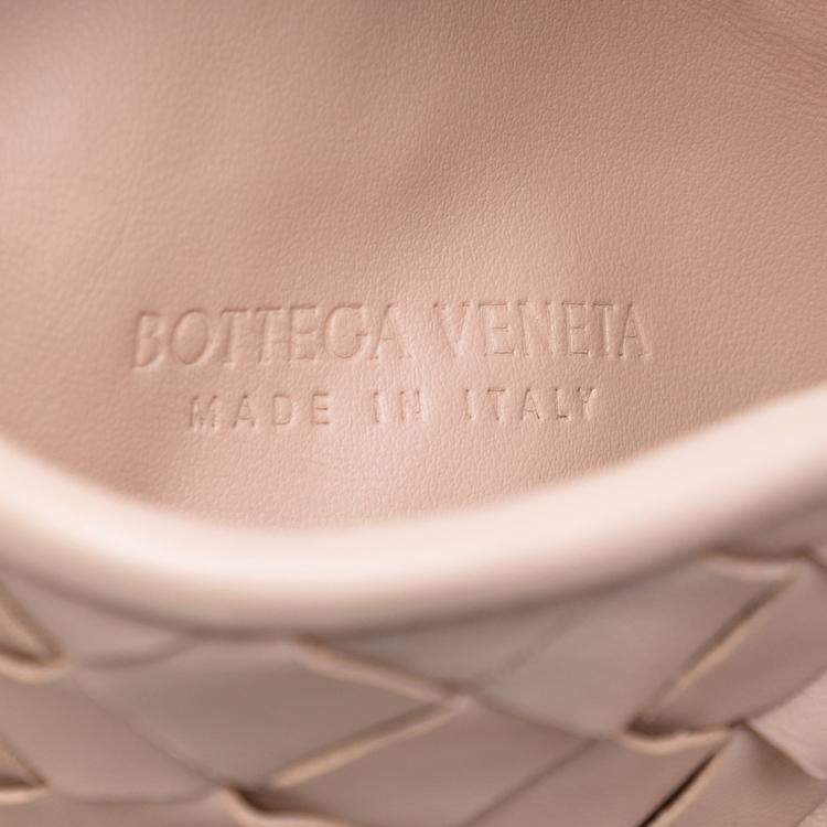 Pre Owned Bottega Veneta Pink Mini Calfskin Intrecciato Hop Satchel