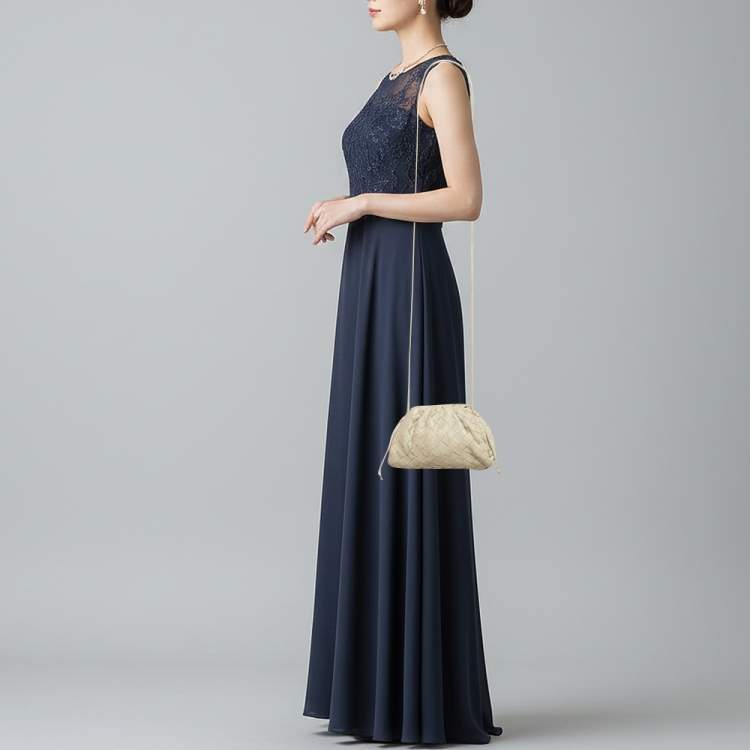 Pre Owned Bottega Veneta The Pouch Mini Off White Intrecciato Leather Bag