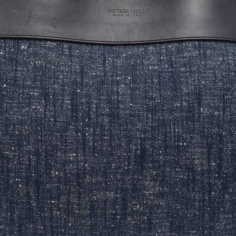 Pre Owned Bottega Veneta Andiamo Large Navy Blue Denim and Leather Tote