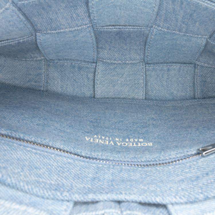 Pre Owned Bottega Veneta Blue Denim Intrecciato Cassette Crossbody
