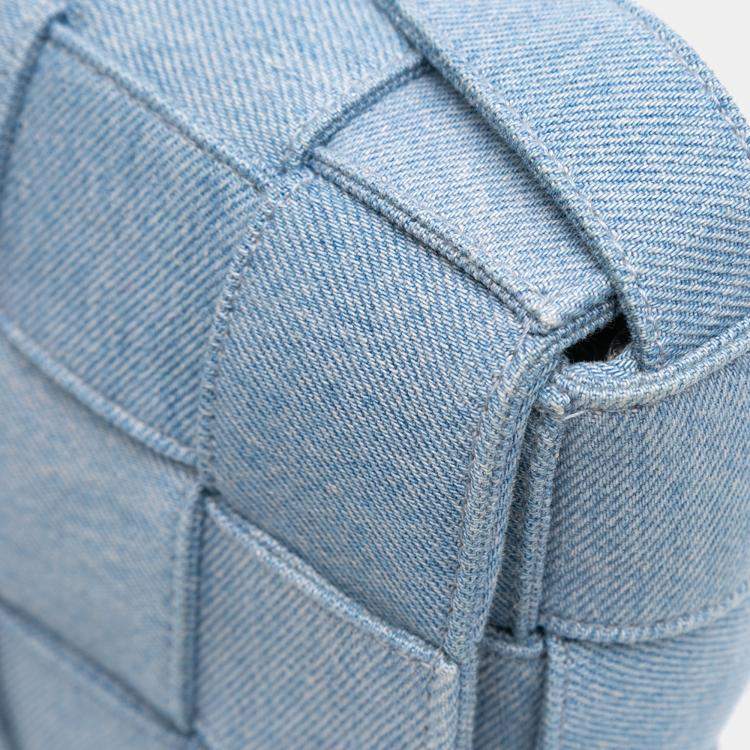 Pre Owned Bottega Veneta Blue Denim Intrecciato Cassette Crossbody