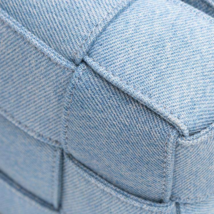 Pre Owned Bottega Veneta Blue Denim Intrecciato Cassette Crossbody