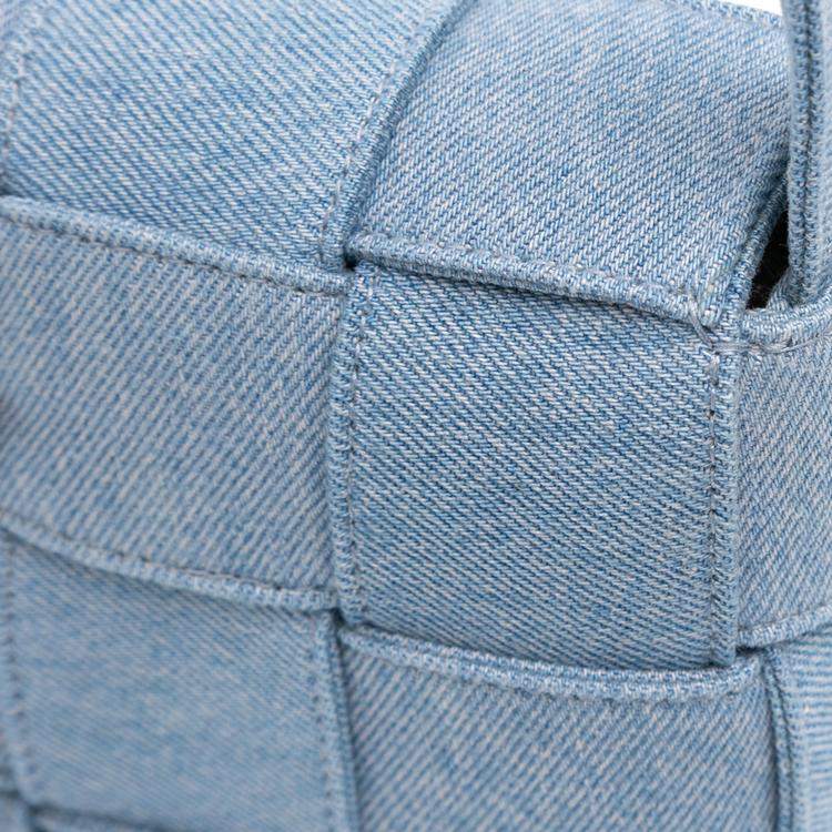 Pre Owned Bottega Veneta Blue Denim Intrecciato Cassette Crossbody