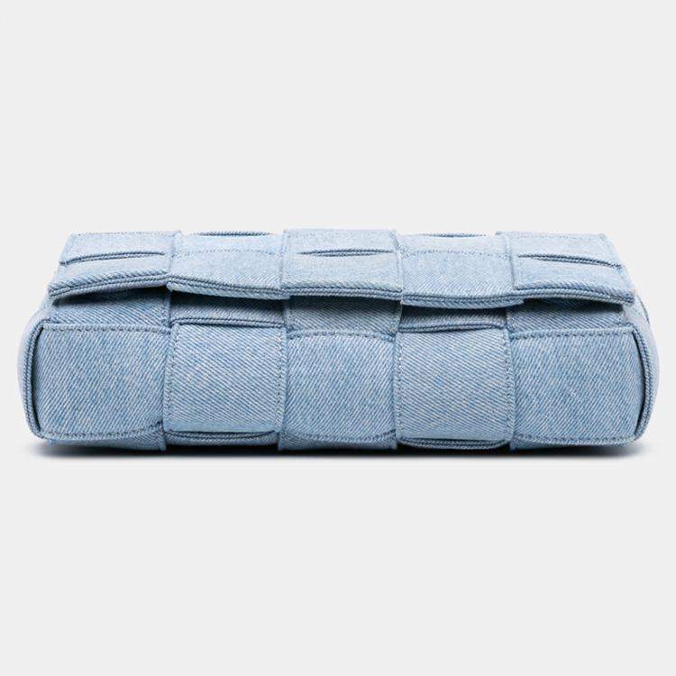 Pre Owned Bottega Veneta Blue Denim Intrecciato Cassette Crossbody