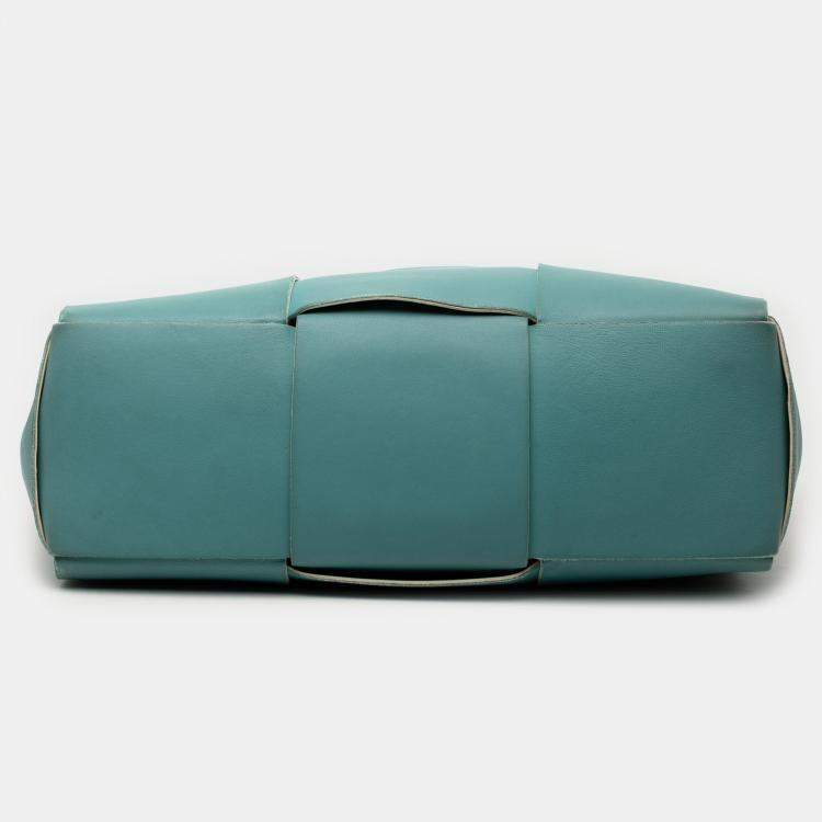 Pre Owned Bottega Veneta Blue Medium Nappa Maxi Intrecciato Arco Tote