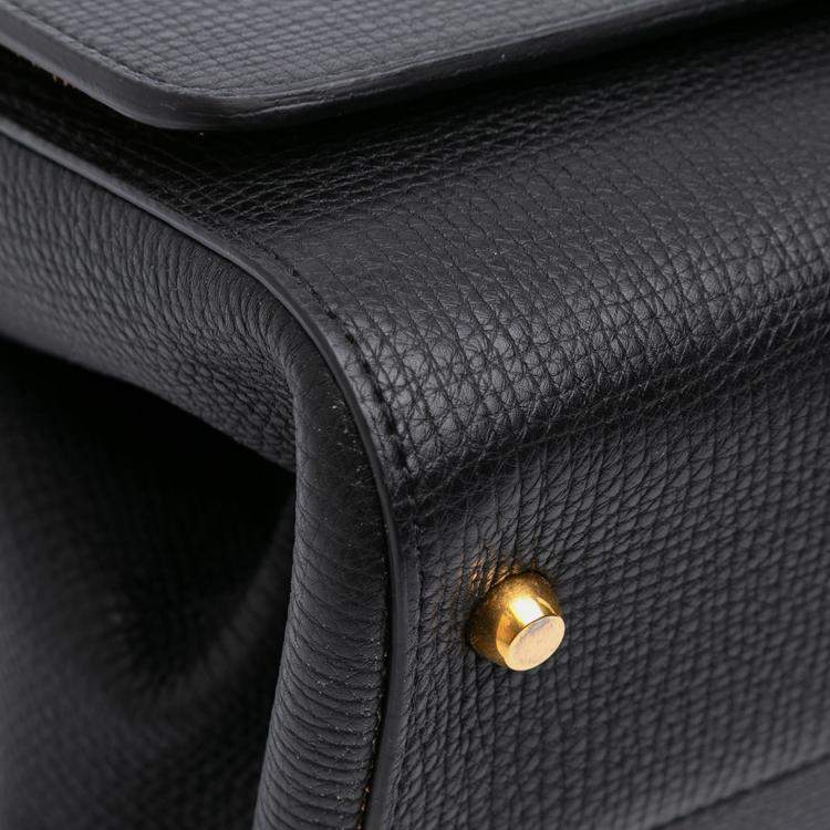 Pre Owned Bottega Veneta Black Grained Calfskin BV Angle Shoulder Bag