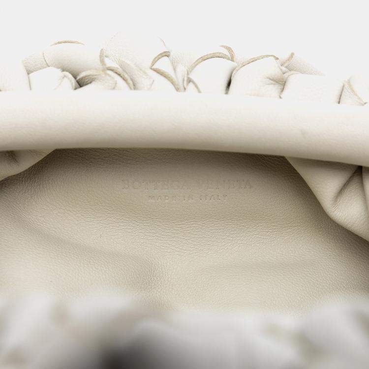 Pre Owned Bottega Veneta White Nappa Intrecciato The Mini Pouch Crossbody