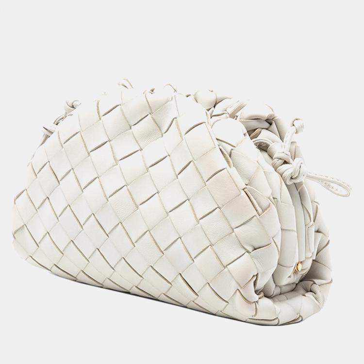 Pre Owned Bottega Veneta White Nappa Intrecciato The Mini Pouch Crossbody