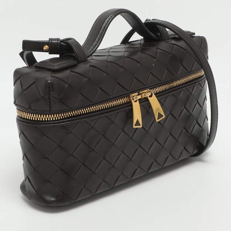 Pre Owned Bottega Veneta Bang Bang Brown Intrecciato Leather Vanity Case