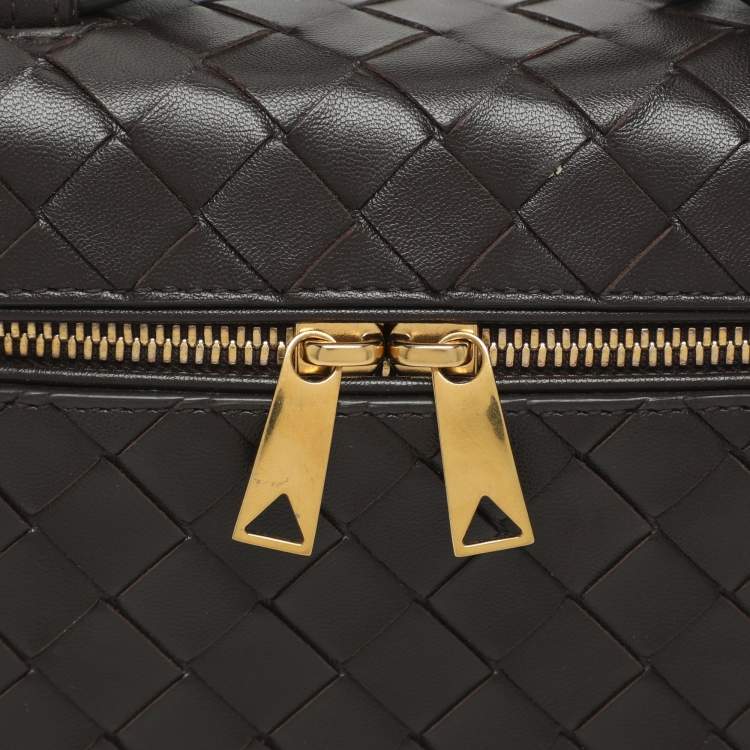 Pre Owned Bottega Veneta Bang Bang Brown Intrecciato Leather Vanity Case