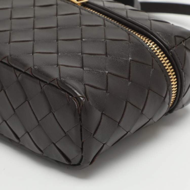 Pre Owned Bottega Veneta Bang Bang Brown Intrecciato Leather Vanity Case
