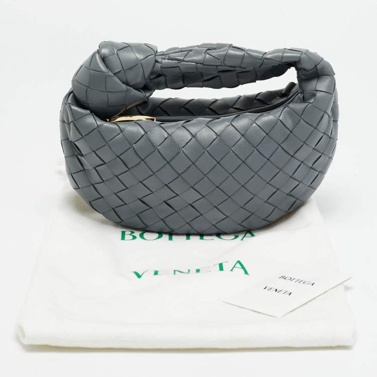 Pre Owned Bottega Veneta Jodie Mini Grey Intrecciato Leather Hobo