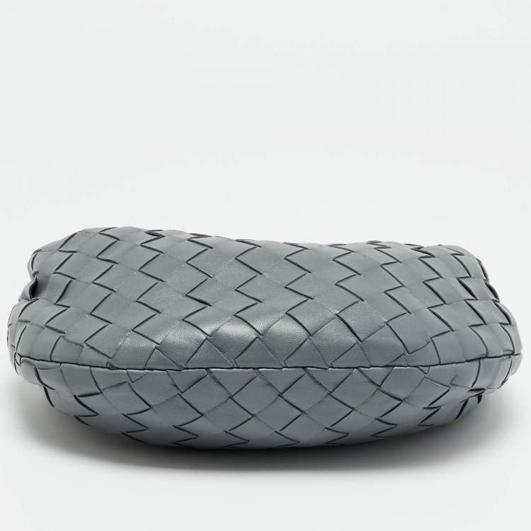 Pre Owned Bottega Veneta Jodie Mini Grey Intrecciato Leather Hobo