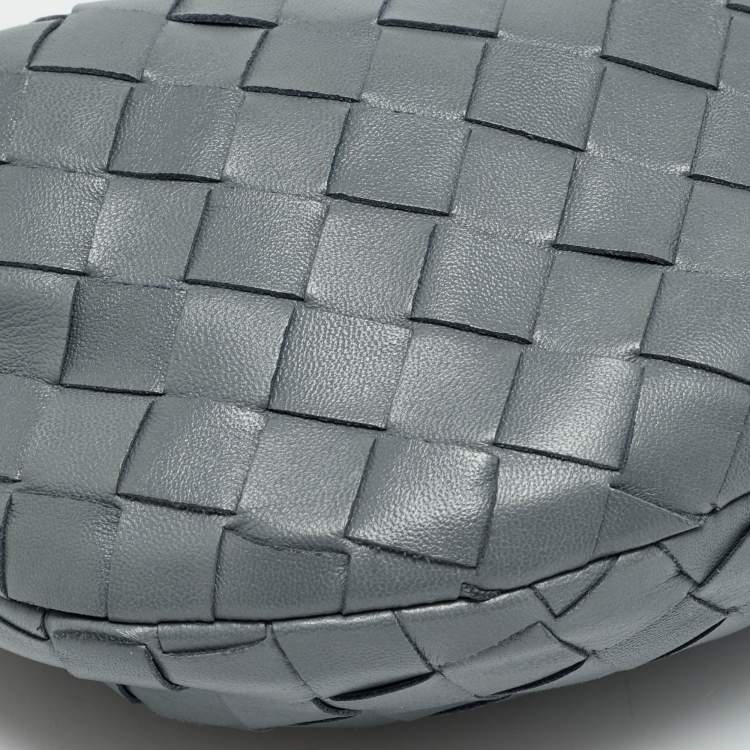 Pre Owned Bottega Veneta Jodie Mini Grey Intrecciato Leather Hobo