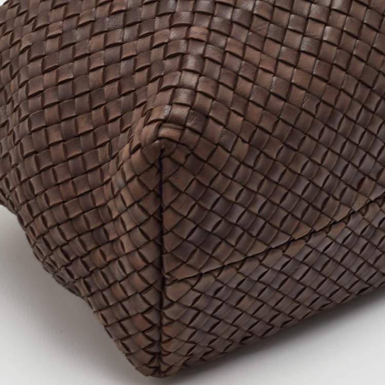 Pre Owned Bottega Veneta Cabat Brown Intrecciato Leather Tote