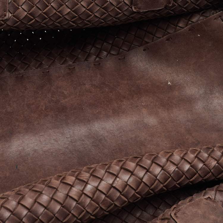 Pre Owned Bottega Veneta Cabat Brown Intrecciato Leather Tote