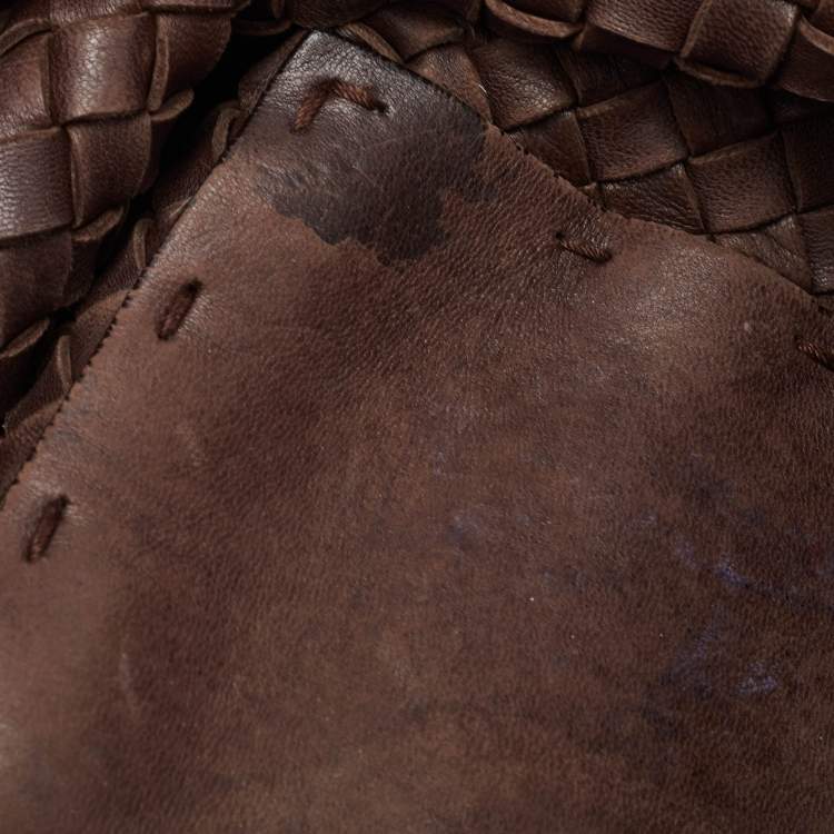Pre Owned Bottega Veneta Cabat Brown Intrecciato Leather Tote