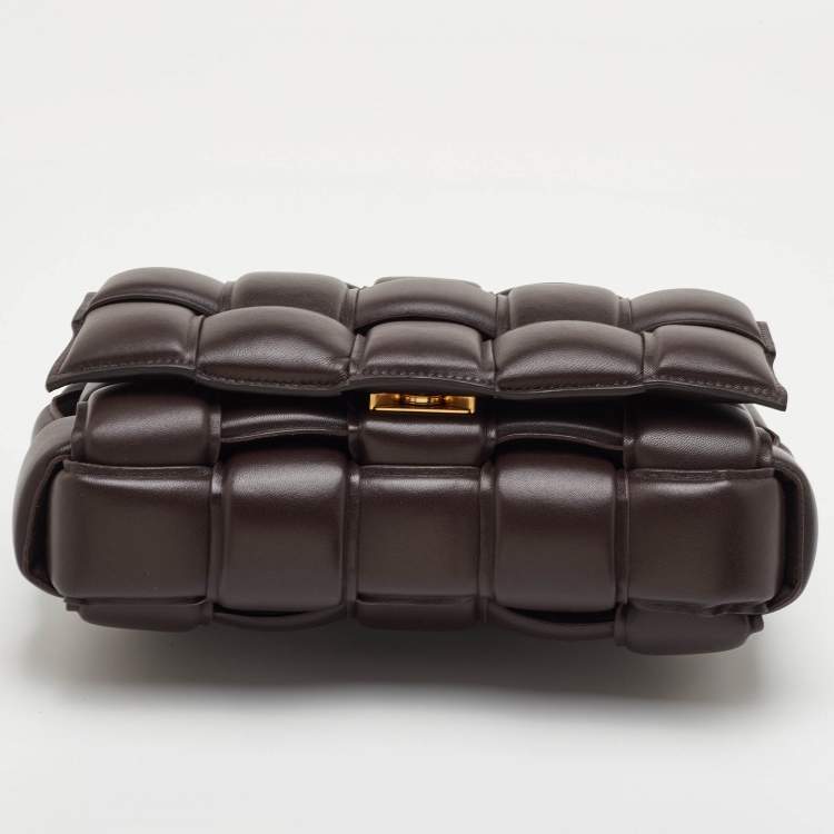 Pre Owned Bottega Veneta Cassette Chain Brown Padded Leather Shoulder Bag