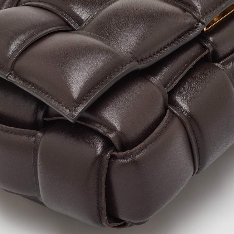 Pre Owned Bottega Veneta Cassette Chain Brown Padded Leather Shoulder Bag