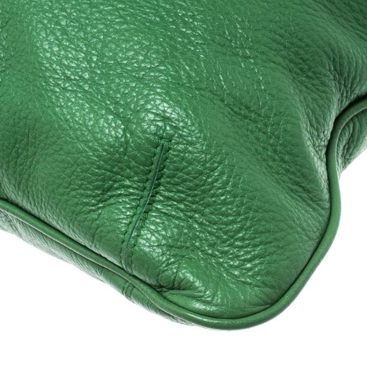 Pre Owned Bottega Veneta Green Leather Braided Handle Hobo