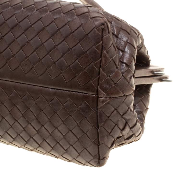 مملوكة مسبقًا Bottega Veneta Brown Intrecciato Leather Frame Satchel