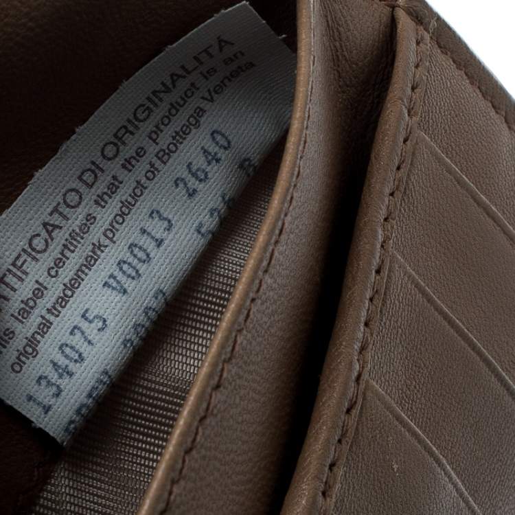 Pre Owned Bottega Veneta Light Brown Intrecciato Leather Wallet 