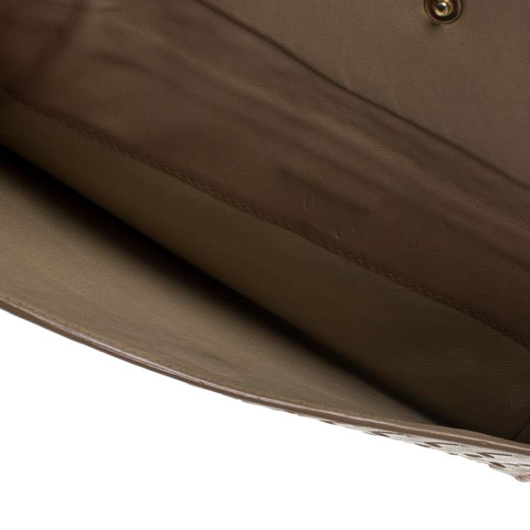 Pre Owned Bottega Veneta Light Brown Intrecciato Leather Wallet 