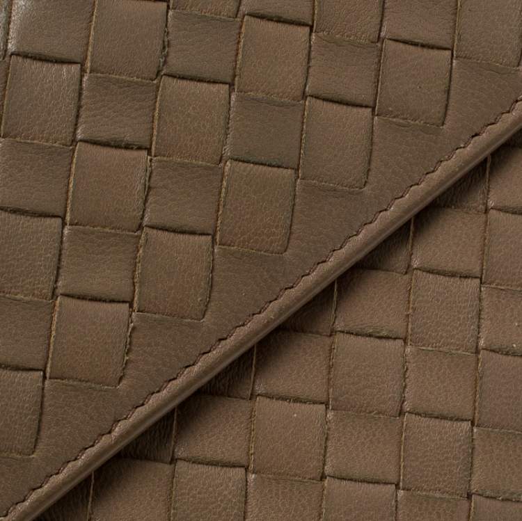 Pre Owned Bottega Veneta Light Brown Intrecciato Leather Wallet 