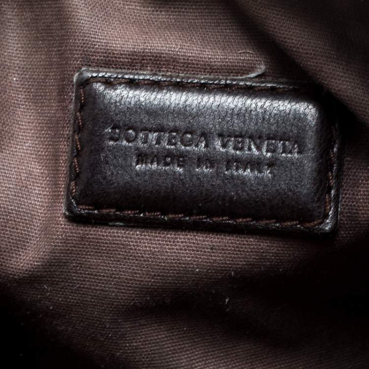 Pre Owned Bottega Veneta Dark Brown Intrecciato Leather Pouch